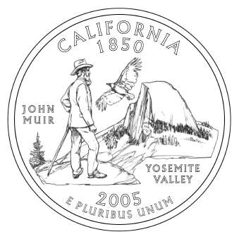 Final Design of John Muir Yosemite California State Quarter