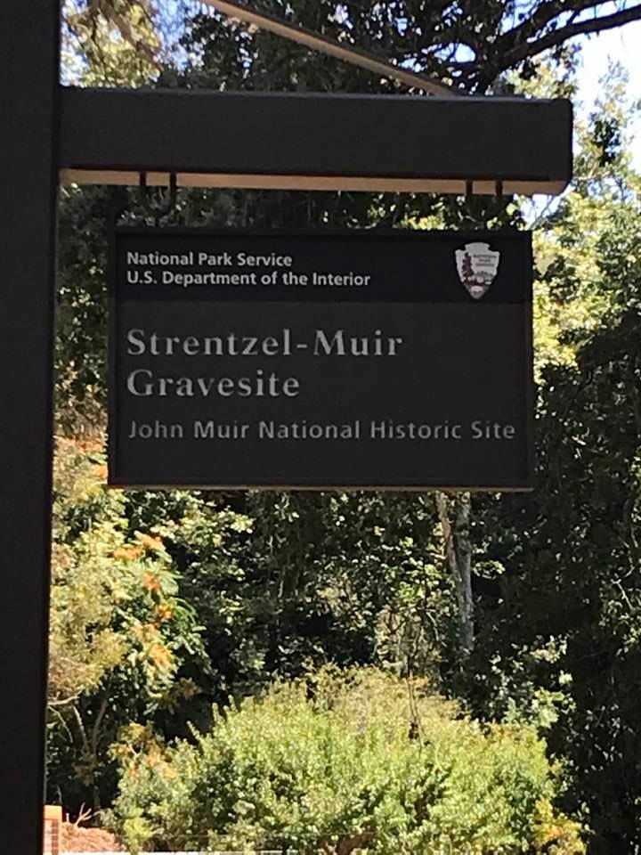 New sign as of 2021 identified Strentzel_muir Gravesite at the John Muir National Historic Site
