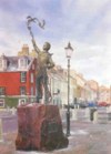 Painting of Statue of John Muir - Dunbar High Street by Paul Craven