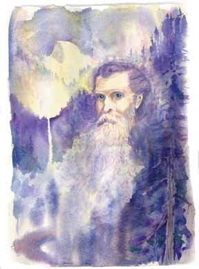 Muir's Dreams - Watercolor Portrait of John Muir - by Susan A. Barry
