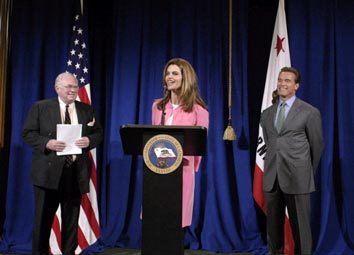 Photo of Kevin Starr, First Lady Maria Shriver and Governor Schwarzenegger