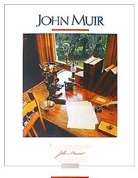 Poster of John Muir's Scribble Den, photo by George H. H. Huey