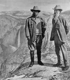 Theodore Roosevelt and John Muir at Glacier Point in Yosemite, 1903