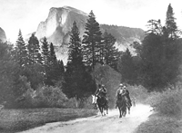John Muir  and President Theodore Roosevelt on horseback, Yosemite 1903