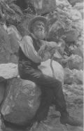 John Muir seated in Yosemite, Photo by Francis M. Fritz (1907)