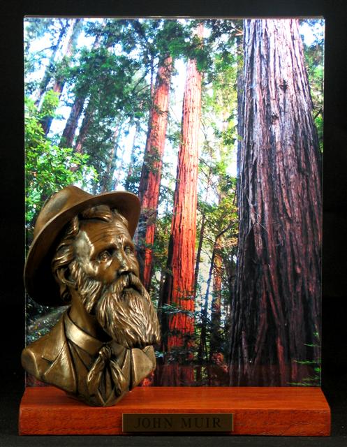 The Visionary Bust with Muir Woods Scenic and brass nameplate