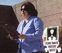 Sierra Club spokesperson Leana Hildebrand at a March rally against a Yucca Mountain waste dump.