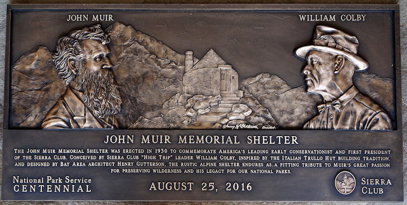 John Muir Memorial Shelter Bronze Plaque - 2016 - Photo by Doug Harnsberger