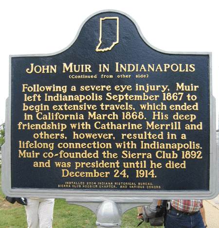 John Muir in Indianapolis State HIstorical Marker - Side Two