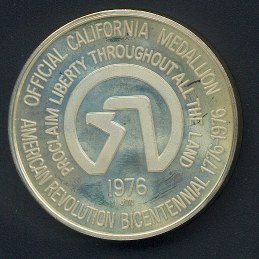 Official California American Revolution Bicentennial Medallion Obverse