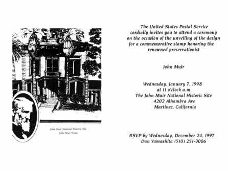 John Muir 1998 Unveiling Ceremony Invitation