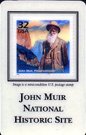 Magnet with 1998 John Muir Stamp with  text: John Muir National Historic Site