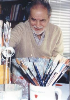 Photo of Rudy Wendlin with his brushes